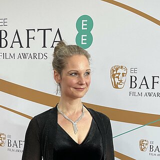 Prof. Waleska Defne Leifeld auf dem Roten Teppich bei den BAFTA-Awards in London. Foto: Stefanie Butscheidt